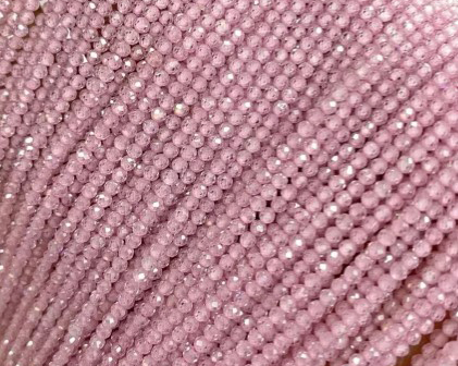Бусины Циркон натуральный ювелирной огранки размер 3мм цвет розовый