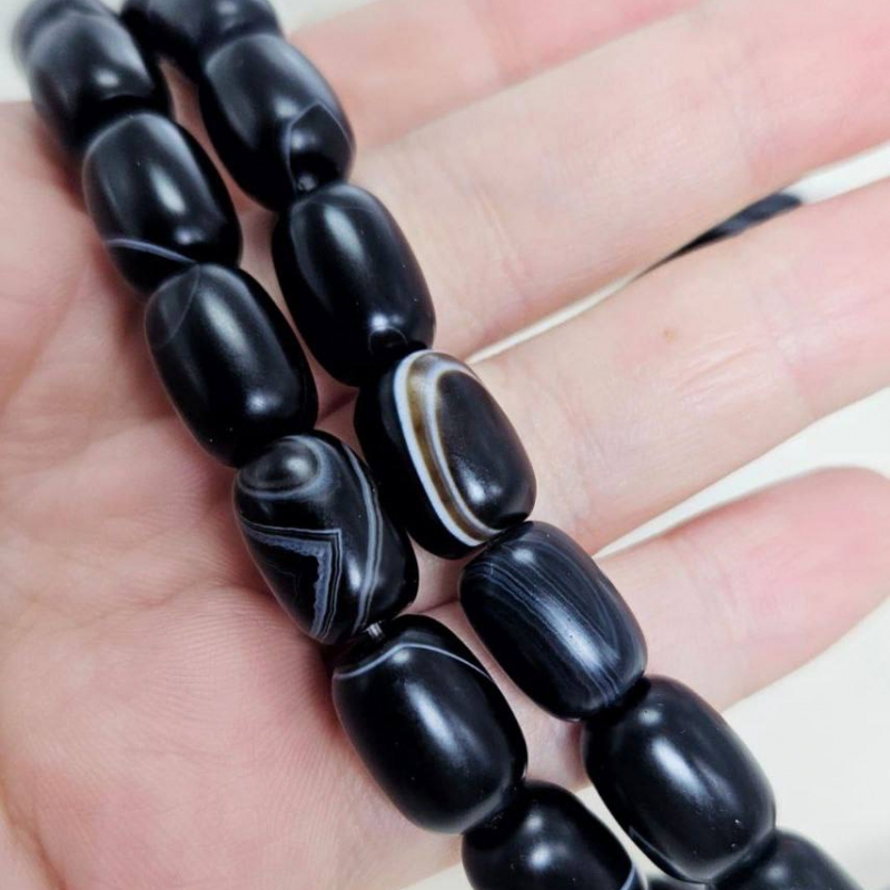 Бусины Агат полосатый матовый размер 14*10мм натуральный камень